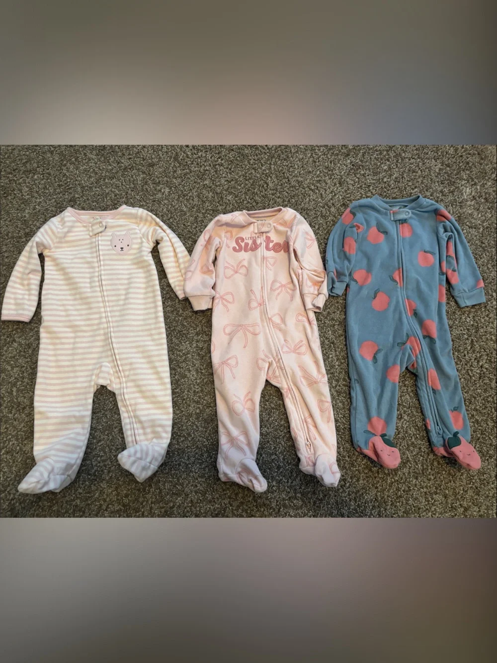 Carter's Pink and Blue Footed One-Piece Sleepers - 3 Pack
